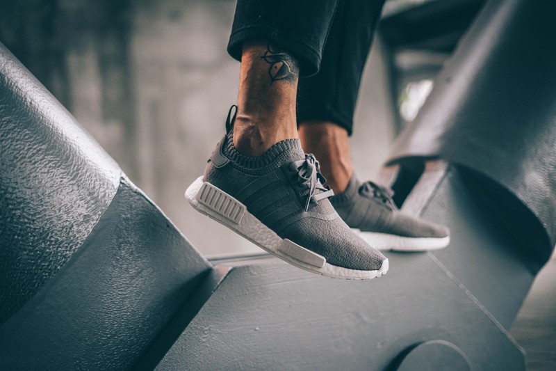 Nmd grey hotsell on feet